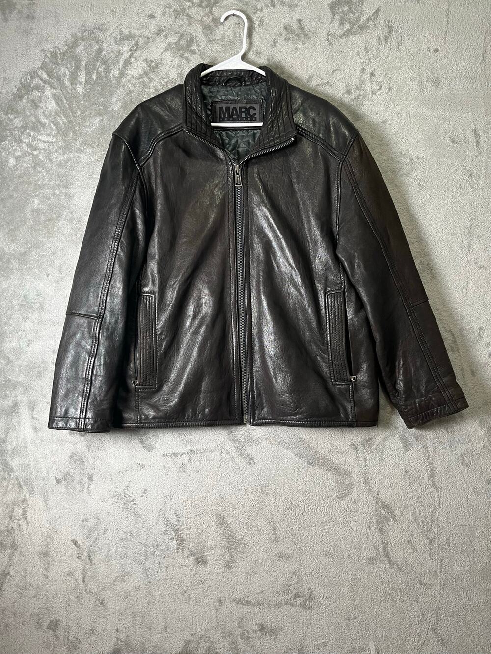 Marc New York Andrew Marc Leather Moto Jacket Zip Front Biker Minimalist XL